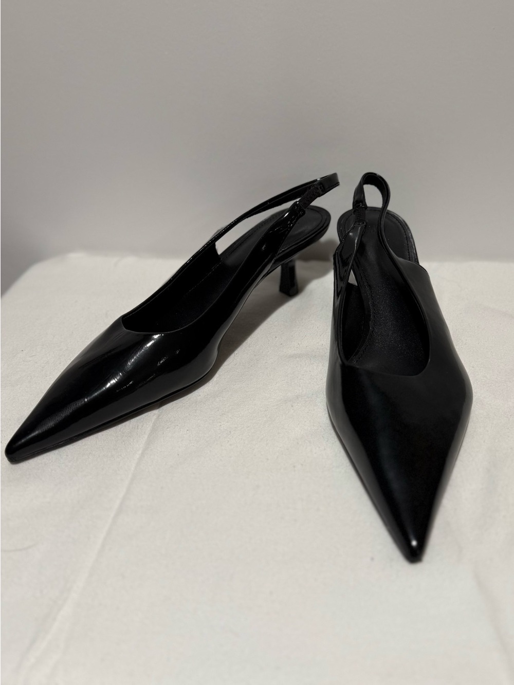 H&M Classic Black Pointed Slingback Short Kitten Heel